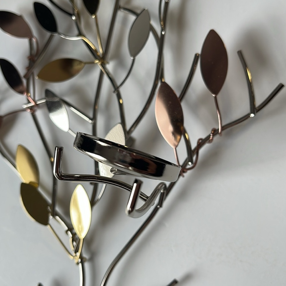 PartyLite Shimmering Leaves tea light wall sconce (silver, gold & copper tones) - Picture 9 of 11